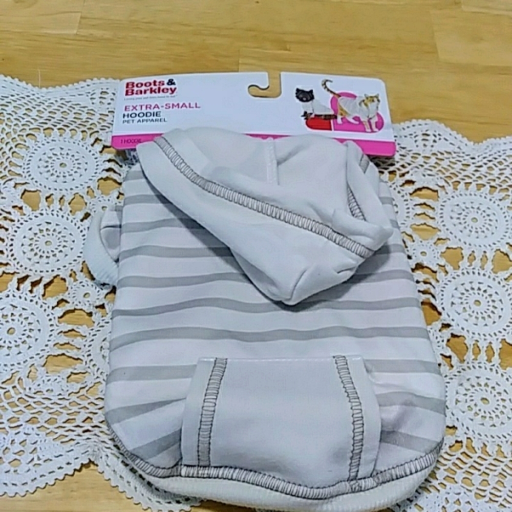 New Boots & Barkley Striped Hoodie for XSmall for Cats or Dogs